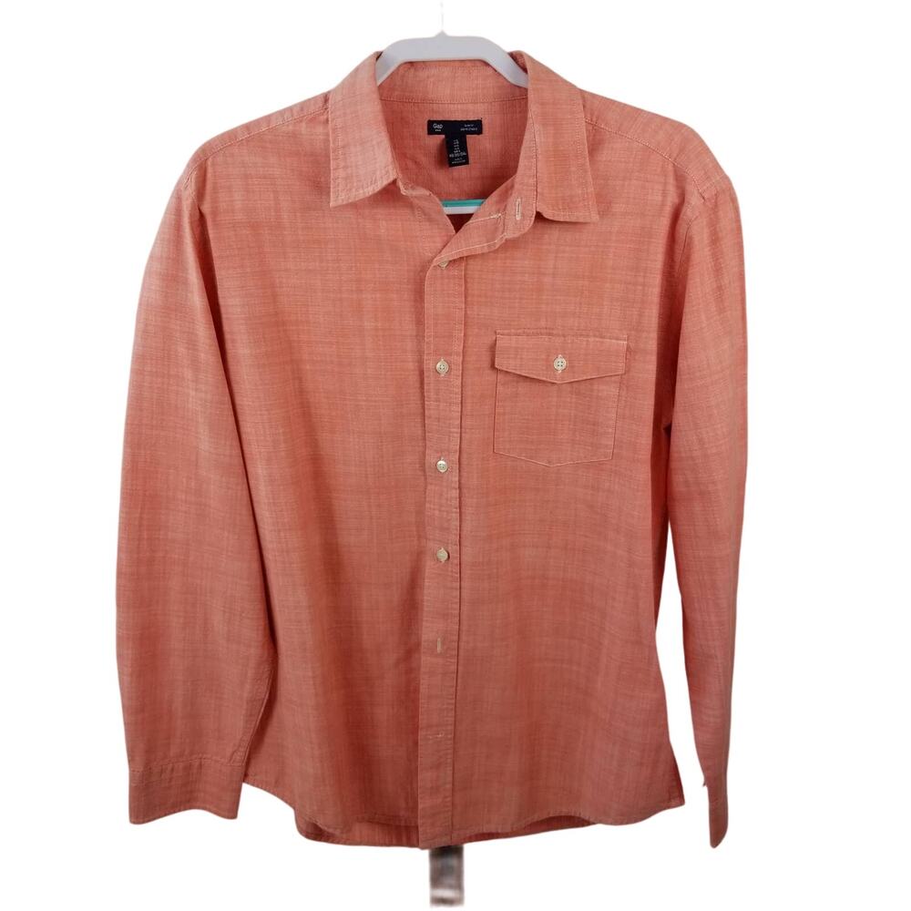 Gap Peach Coral Slim Fit Cotton Button Down Shirt Size Large